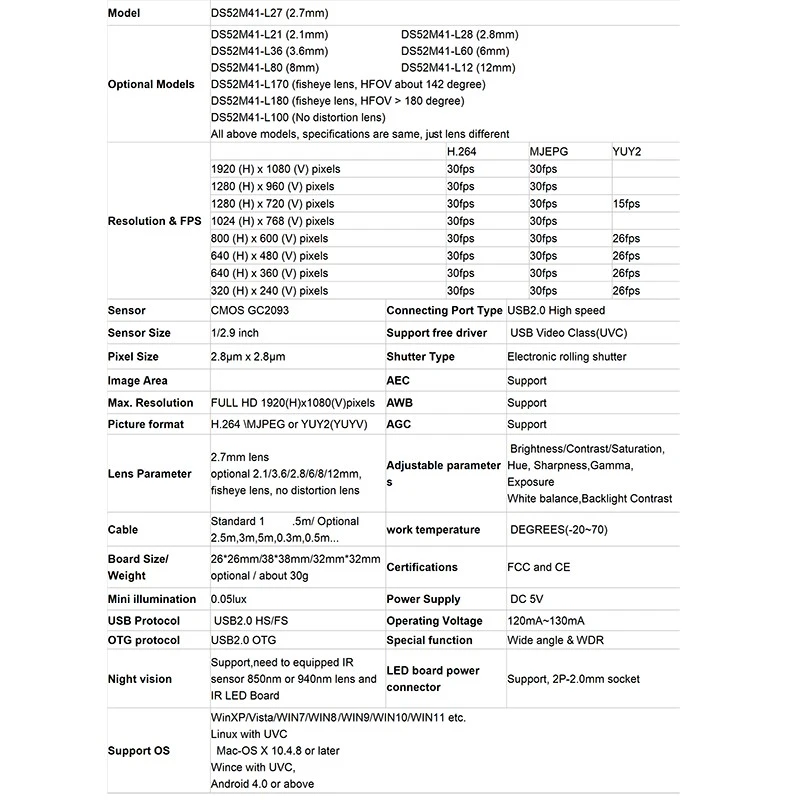 GC2093 Camera Module high quality